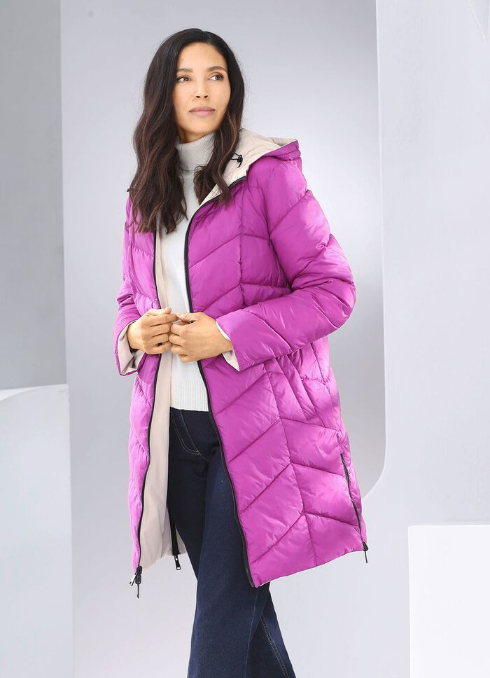 Omkeerbare korte jas met vaste capuchon 