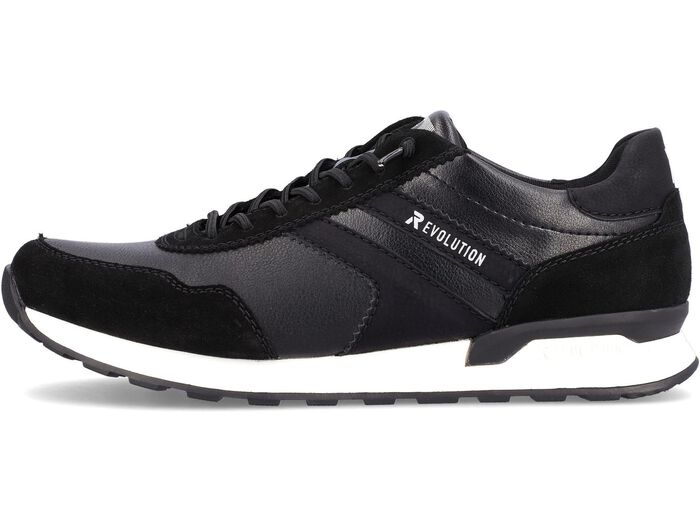 Sneakers met veters en uitneembaar voetbed van textiel ZWART