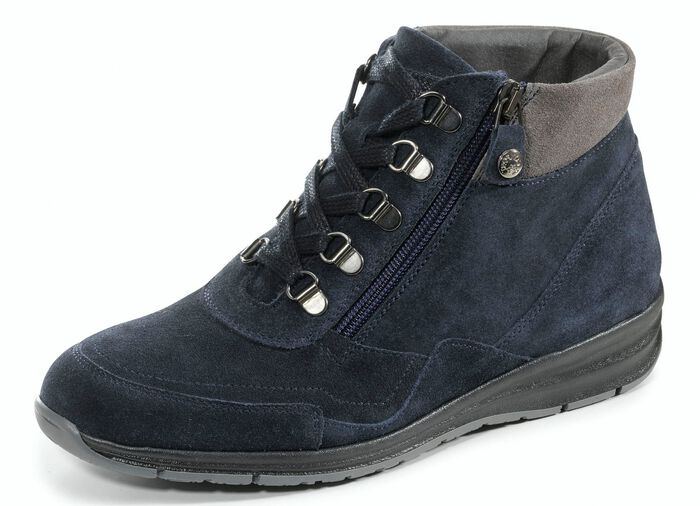 Veterlaarsje met praktische ritssluiting aan de zijkant BLAUW-GRIJS