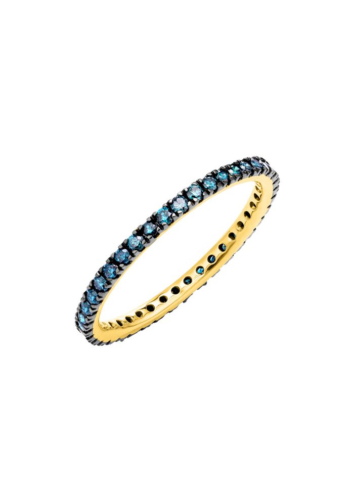 Elegante eeuwigheidsring met blauwe diamanten 