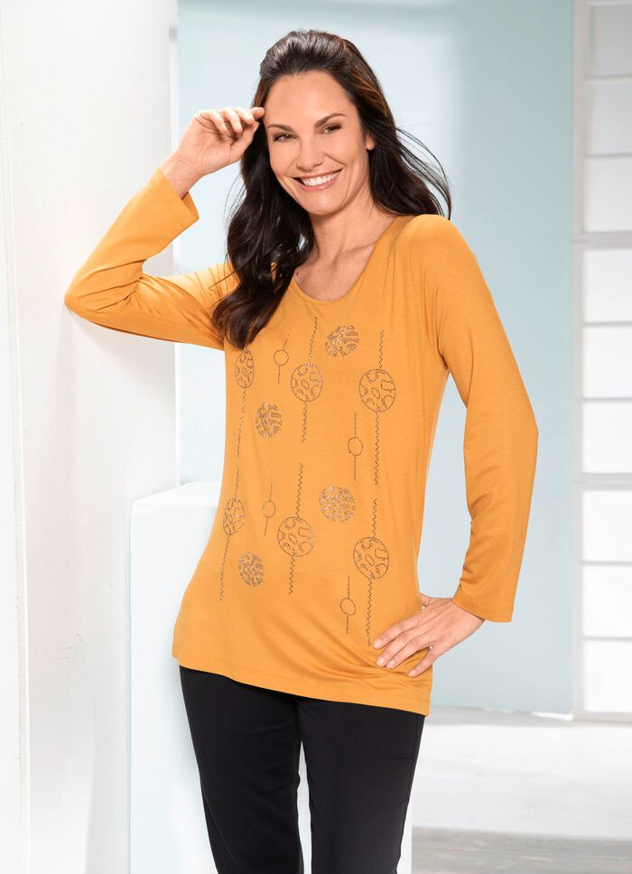 Mooi shirt met bordversiering in 2 kleuren MESSING