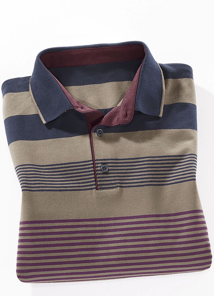 Poloshirt in 2 kleuren MARINE-CAMEL-BORDEAUX