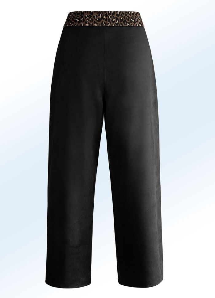 Zachte, soepel vallende culotte in suède-look ZWART