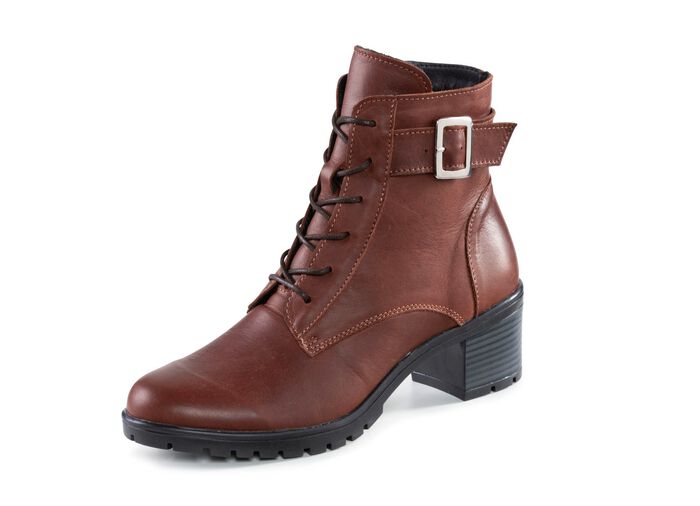 ELENA EDEN enkellaarzen met veters en decoratieve gesp 