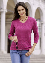 Trui in een mix van patronen FUCHSIA