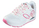 SKECHERS veterschoenen met schattige hartjesprint WIT-ROZE