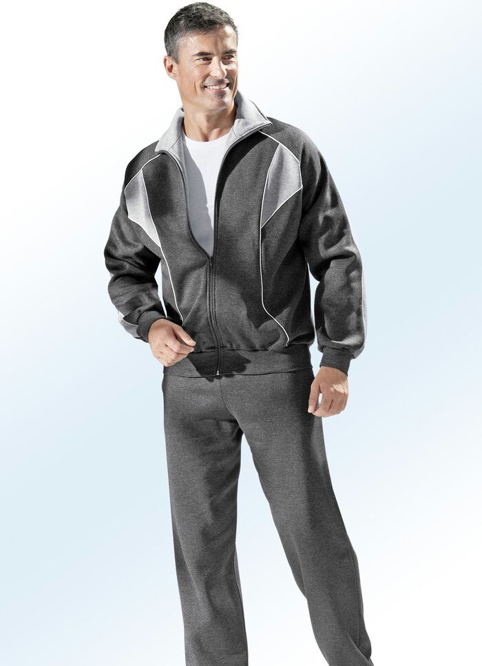 Vrijetijdspak met zijzakken ANTRACIET-LICHTGRIJS GEM&Ecirc;LEERD