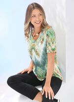 Shirt met V-hals GROEN-ORANJE