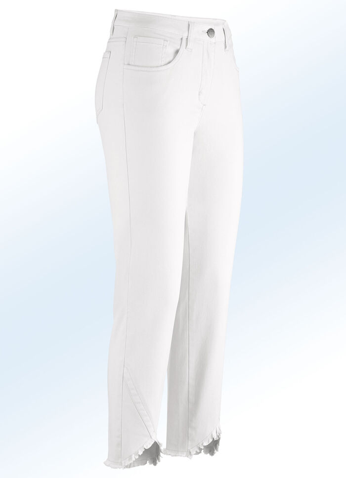 7/8-broek met interessante franjes aan de randen ECRU