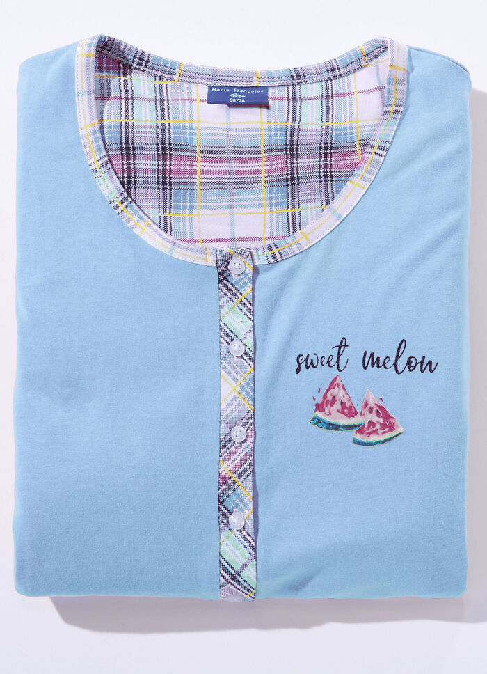 Twee-pack nachthemden van duurzaam katoen met knoopsluiting 