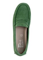 ELENA EDEN mocassinpantoffels gemaakt van soepel rundsu&egrave;deleer GROEN