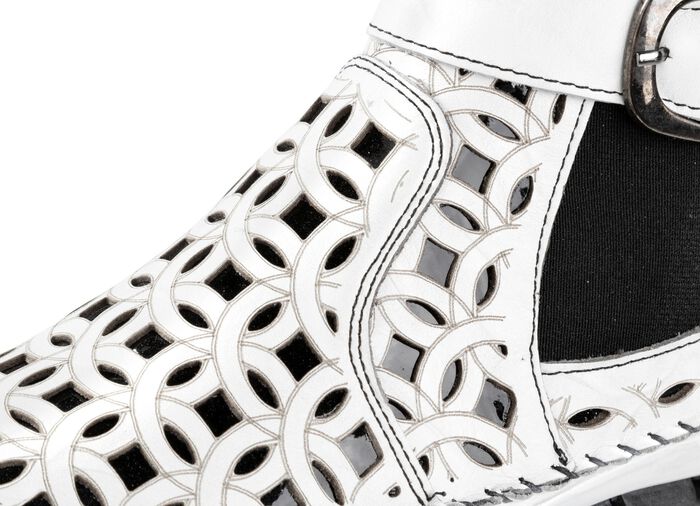 Gemini, zomerlaarzen voor dames, breedte G, met uitneembaar voetbed WIT-ZWART