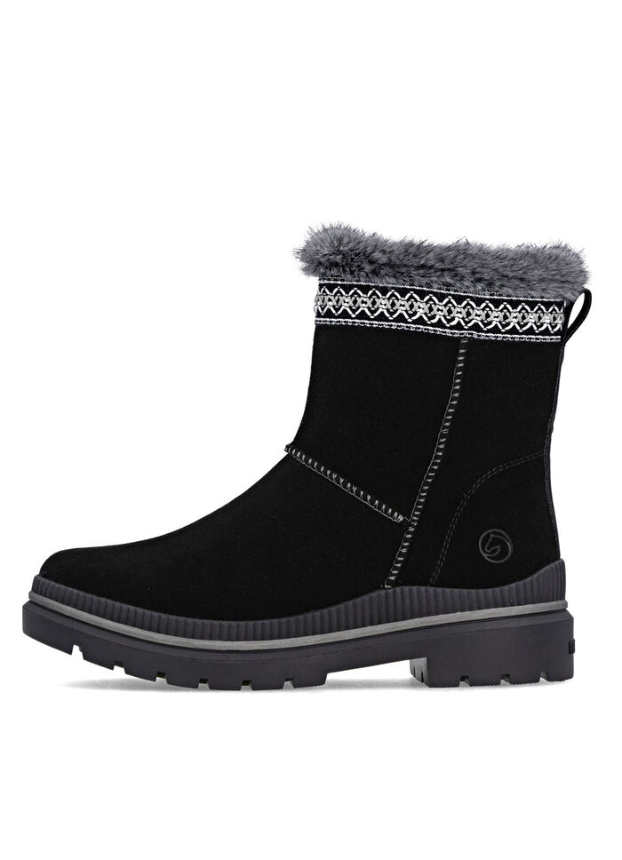 Remonte, gevoerde dames enkellaarsjes, winterschoenen, breedte G, met lamsvacht ZWART