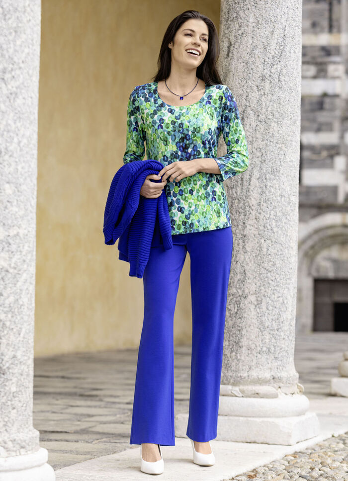 Jerseybroek met uitlopende enkels KONINGSBLAUW