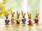 Houten konijntjes, set van 6 MULTICOLOR