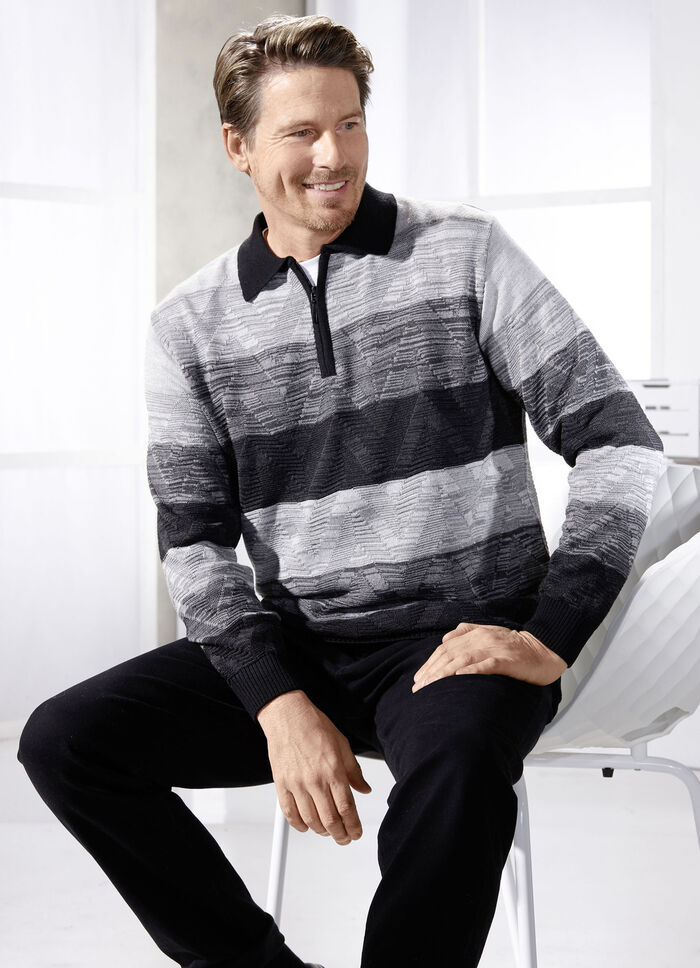 Klassieke polosweater met korte ritssluiting