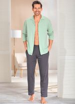 Pyjama met doorknoopsluiting en open manchetten 