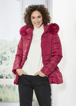 Jas met afneembare kunstbontkraag 