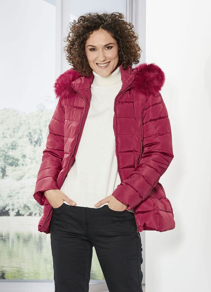 Jas met afneembare kunstbontkraag 