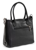 Laurina tas van generfd nappaleder met decoratieve ketting ZWART