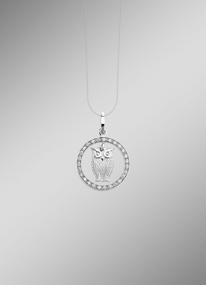 Grote uilenhanger met synthetische zirkonia 