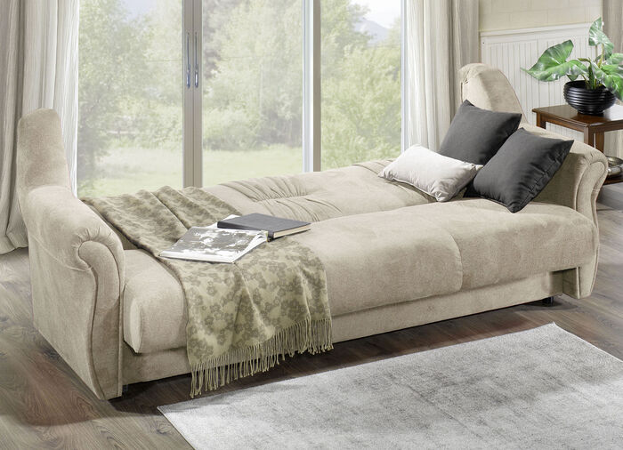 Gestoffeerd meubel met een veerkern die overal in de kamer geplaatst kan worden BEIGE