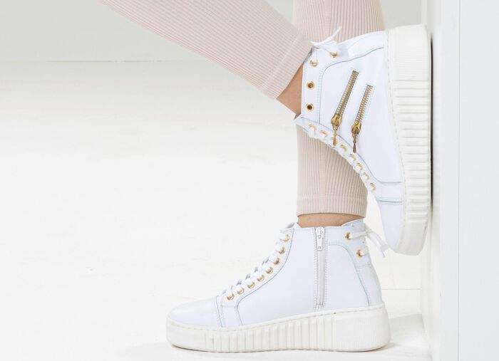 ELENA EDEN, stijlvolle dameslaarzen, breedte H, met uitneembaar voetbed WIT