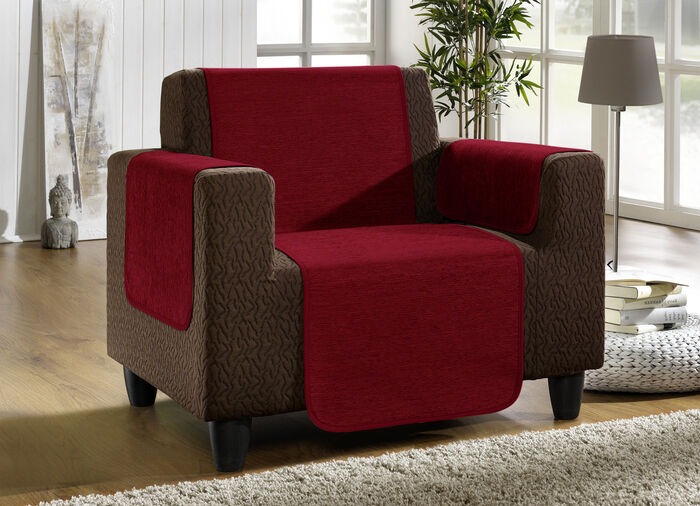 Vuilafstotende fauteuil-, bank- en armleuningbeschermer van chenille BORDEAUX