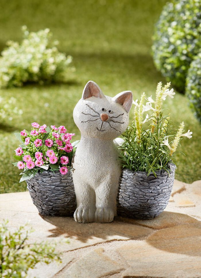 Polyresin kattenplantpot 