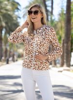 Geweldige combinatie blousejasje TAUPE-WIT