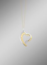 Hartvormige hanger in bicolor met synthetische zirkonia 