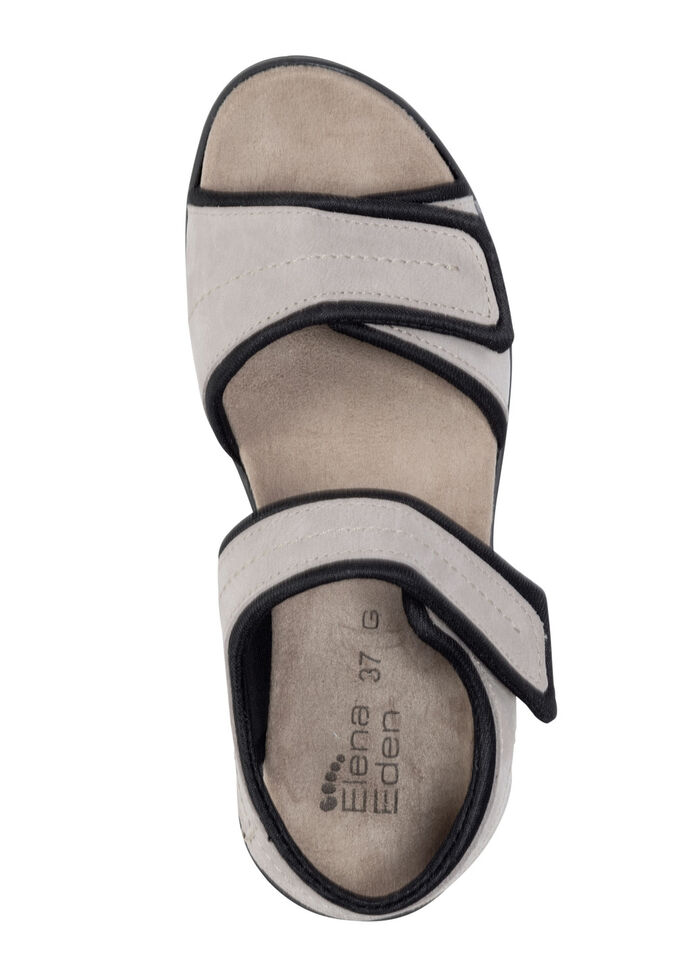 ELENA EDEN sandaal gemaakt van zacht nubuckleer en zwart elastisch materiaal BEIGE