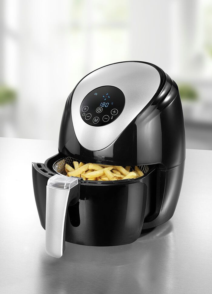 Digitale heteluchtfriteuse - bespaart tijd en energie! ZWART-ZILVER