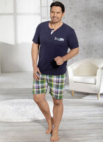 Babydoll met knoopsluiting, opgezet borstzakje en ruitjesdessin 