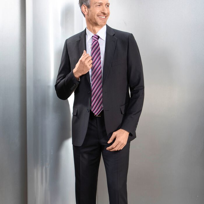 Stropdas MARINEBLAUW-ROZE GESTREEPT