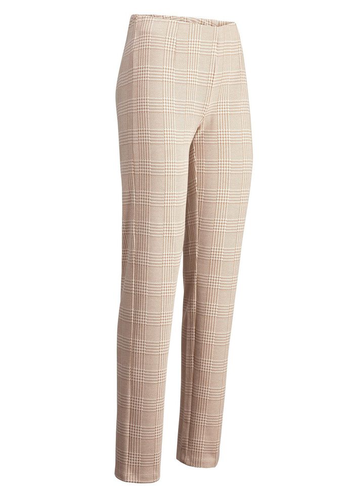 Broek met glencheck-design CAMEL-ECRU