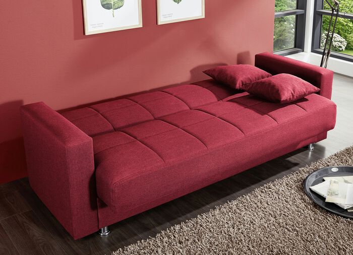 Klick-Klack-bank met decoratief kussen ROOD