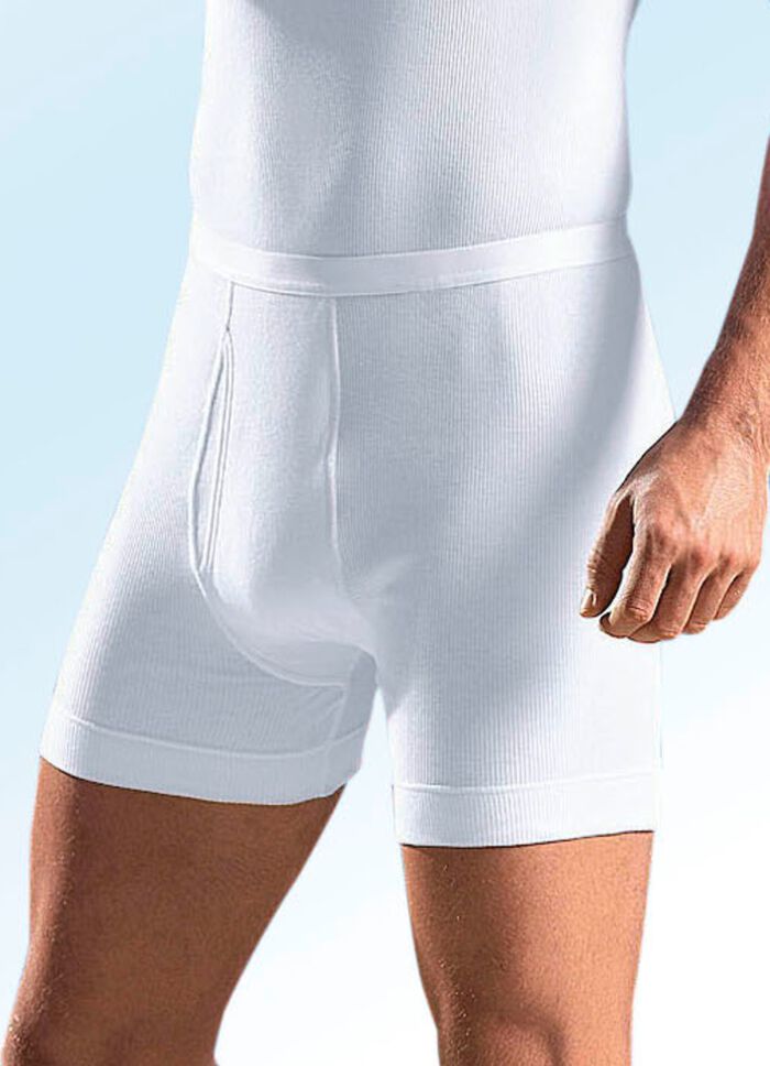 Schiesser onderbroek van dubbelgeribd materiaal met opening, wit 