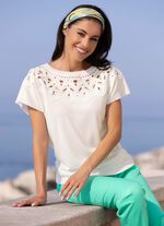 Trui in materiaalmix met kant 