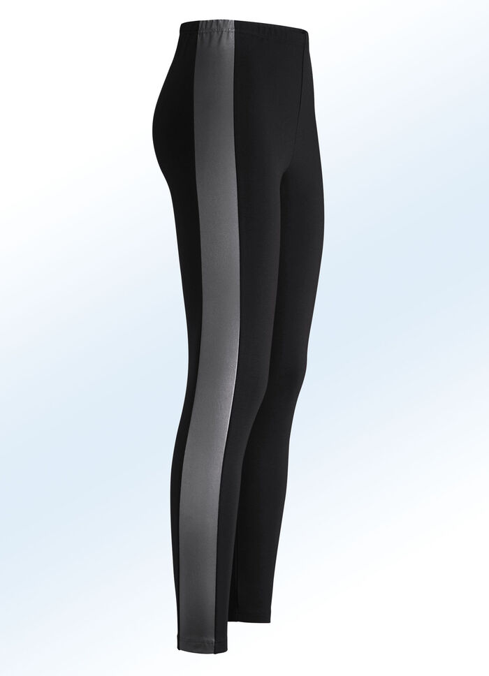 Leggings in een interessante materiaalmix ZWART