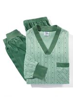 Pyjama met V-hals en manchetten 