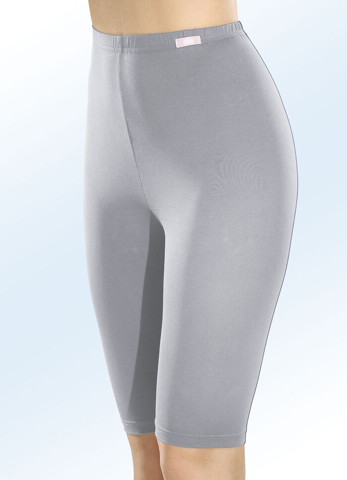 Set van twee fietsbroeken met elastische tailleband 1X MARINE, 1X GRIJS GEM&Ecirc;LEERD