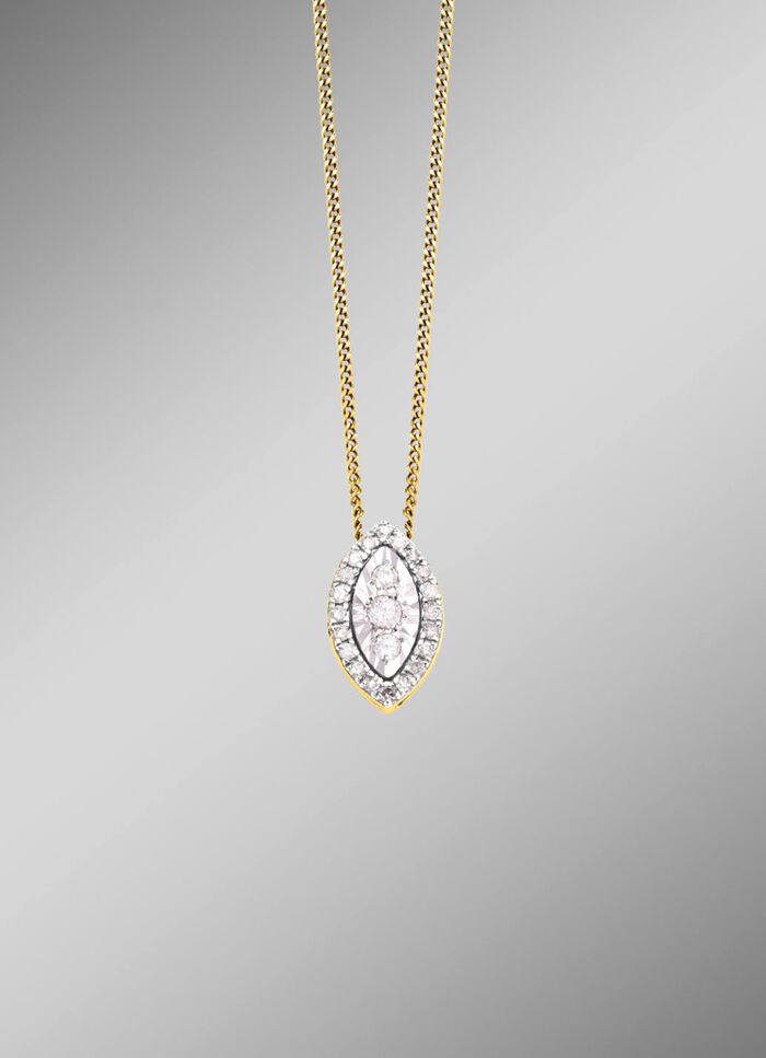 Hanger met 3 briljant geslepen diamanten, 20 diamanten en ankerketting 