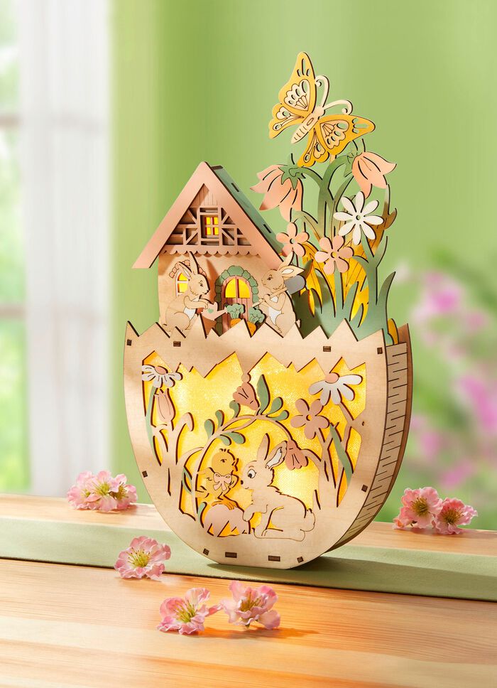 Verlichte houten decoratie 