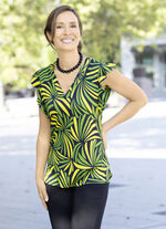 Shirt met all-over design in 2 kleuren GROEN-GEEL-NACHTBLAUW