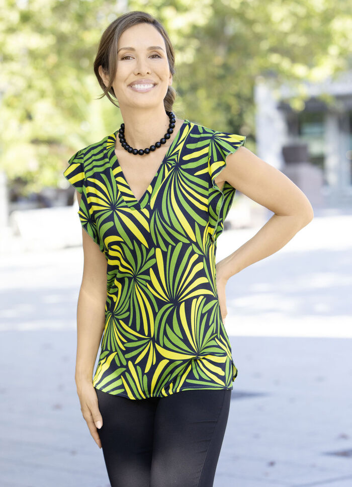 Shirt met all-over design in 2 kleuren GROEN-GEEL-NACHTBLAUW