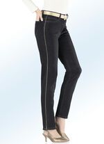 Stijlvolle jeans met glansgaren paspels ZWART