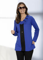 Sweatshirt met V-hals in 2 kleuren KONINGSBLAUW