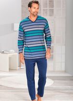 Pyjama met V-hals en garengeverfde strepen 