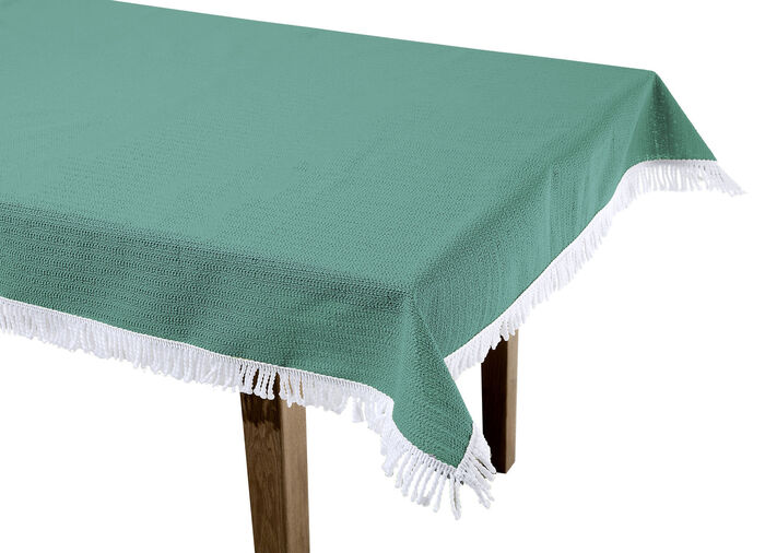 Wind- en weerbestendig tuintafelkleed met franjes aan de randen DENNENGROEN